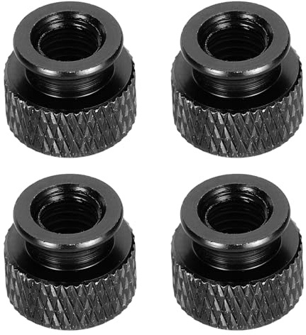 QUARKZMAN 4 Piezas De Tuerca De Mariposa Estriada, M6 12 mm DE 10 mm Altura Aleación De Aluminio 6061 Anodizado, Tuerca De Manivela Metálica Para Maquinaria, Electrónica, Negro Brillante