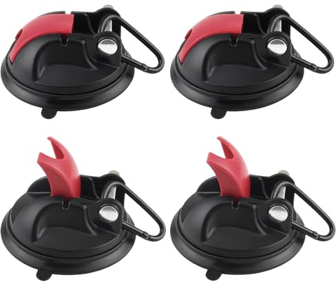 Vaskula 4 Stück Saugnapf Haken Camping D Förmige Schnalle Suction Cup Camping Set Tragbar Saugnäpfe Extra Stark Fixierung Saugknöpfe Schwarz Saugnäpfen für Wohnwagen Vorzelte Wohnmobil Fliesen Autos