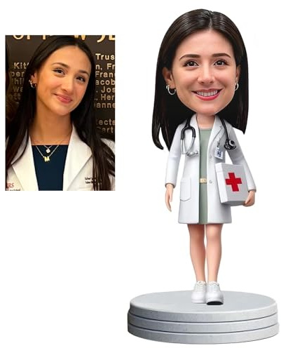 mydedor Wackelkopf von Foto – personalisiertes, handgefertigtes Geschenk für Frauen, Krankenschwestern, medizinische Absolventin, Büro-Schreibtisch-Dekoration, Weihnachts- und Geburtstagsgeschenk