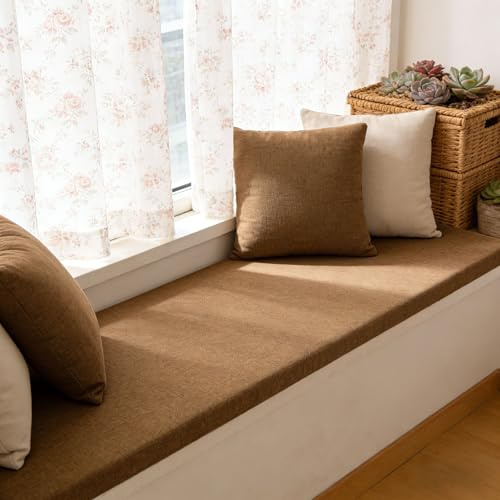 Trädgårdsdyna för Utomhusbruk 40 x 130 cm Halkfri Sittdyna Fönsterdynor Inomhus Skräddarsydda Krockmattor för Trädgård, Balkong, Terrass Och Pallmöbler, brun