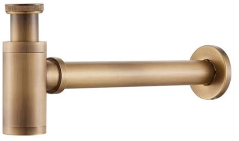 Sifón Lavabo Cuerpo de latón Lavabo Desagüe Conexión pared Plomería Sifón Tubo lavado lavabo baño(Antique Brass)