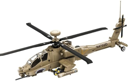 WANGE Modell des Apache-AH-64-Hubschraubers Zum Zusammenbauen Mit Bausteinen. Flugmodellbau 1:48. Angriffshubschrauber.