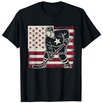 Camiseta De Hockey con Bandera Americana para Hombre Y Niña, Camiseta