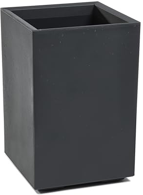 Tymar Pflanzkübel hoch auf Rollen 40x40x60 pflanzgefäße Outdoor, hohe blumenkübel,pflanzentopf, übertopf Betonoptik Kunststoff_KARO (Anthrazit)