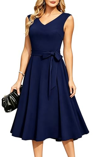 Neteson Robe de Soirée Femme Chic et Elegant Robe de Cocktail Mi Longue | pour Mariage Déguisement Bal Anniversaire Cérémonie