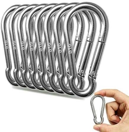 Spring Snap Hooks, 316 Stainless Steel Metal Rope Connector Small Snap Clamp Key Chain Link Buckle for Hammock Swing Set Outdoor Travel Camping Fishing Hiking