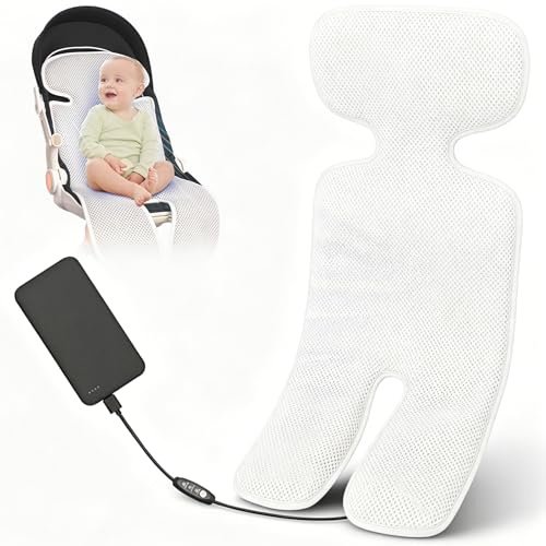 Almohadilla de enfriamiento para asiento de automóvil, almohadilla de enfriamiento para cochecito de 4 ventiladores, cojín de ventilación para cochecito con 3 velocidades, transpirable, lavable, se