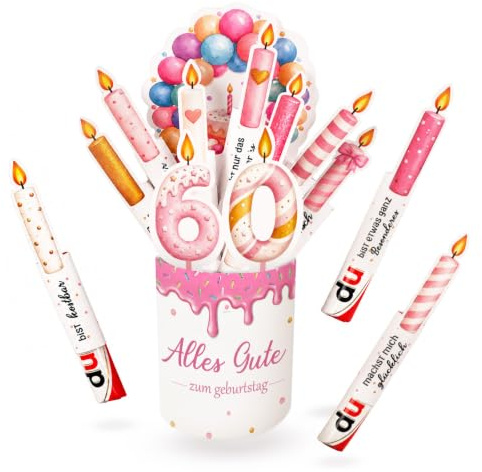 Giftota 60 Geburtstag Geschenk Frau & Mann, Duplo Schokolade Packungen | Aufkleber Geburtstag 60, Kreative Geburtstaggeschenk, DIY-Geschenk, Partydeko, Personalisierbares Geschenk - Ohne Schokolade