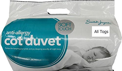 Piumino anallergico per lettino per bambini, 4,5 - 7,5 - 9 tog, Policotone, White, Toddler Duvet 7.5 Tog + Cot Pillow