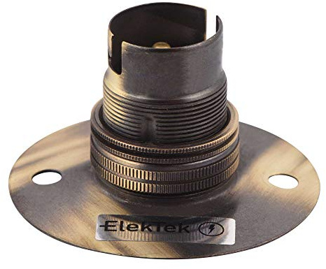ElekTek Portalámparas Fijo B22 BD B22 con Anilla - Cepillado Antiguo