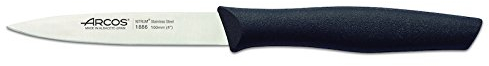 Arcos Serie Nova Caja 12 uds Cuchillo Mondador, Hoja de Acero Inoxidable de 100 mm, Mango de Polipropileno Color negro (12 UDS)