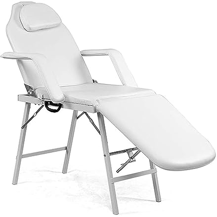 GOPLUS Massageliege, 3 Zonen Massagetisch bis 225kg belastbar, Mobile Massagebank klappbar & verstellbar, Massagebett mit Kopfstütze & Armlehnen, Behandlungsliege für Spa, Weiß