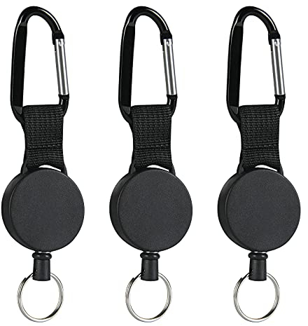 Vicloon Portachiavi Retrattile, Porta Badge 3 Pezzi Porta Badge con Moschettone D Anello Portachiavi Carta D'Identità Resistente Con Fune Metallica In Acciaio