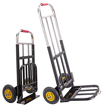 Carrelli a mano HUA Carrello A Mano Pieghevole, Carrello Con Ruote In Gomma Piena, Auto A Mano Per Trasporto In Acciaio Capacità 125 Kg, Per La Costruzione Di Giardini Domestici Carrello Per Bagagli I