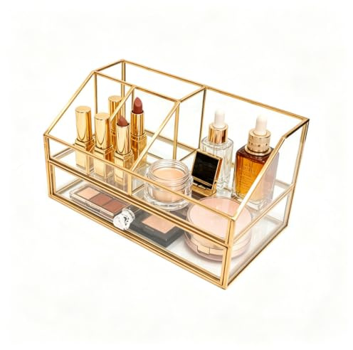 YUEHUA Glas Make Up Kosmetikorganizer Beauty Organizer | Schminktisch Organizer, Kosmetik Organizer, Für Dresser, Für Schlafzimmer, Für Badezimmer