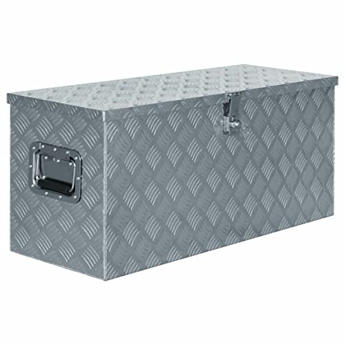 Atlojoys Aluminiumkiste, Alukiste, Alubox, Werkzeugkiste, Werkzeugbox, Transportkisten, 90,5×35×40 cm Silbern