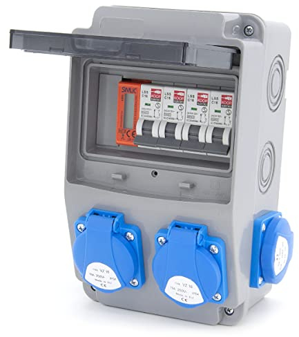 ELS Elektrotechnika répartiteur de prises répartiteur mural avec interrupteur LS et compteur 4x230V + 4x LS C16 + MID compteur électrique, câblé, pour intérieur/extérieur, ateliers et usines IP54