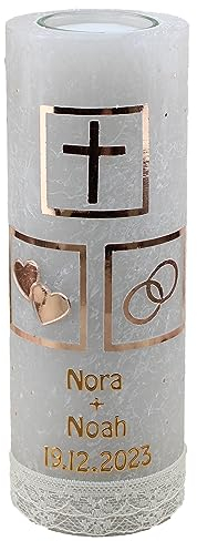 Christ-Kerzen Hochzeitskerze Name mit Namen und Datum, individuell, handverziert Artikelnummer, Variante:Klassischer Docht