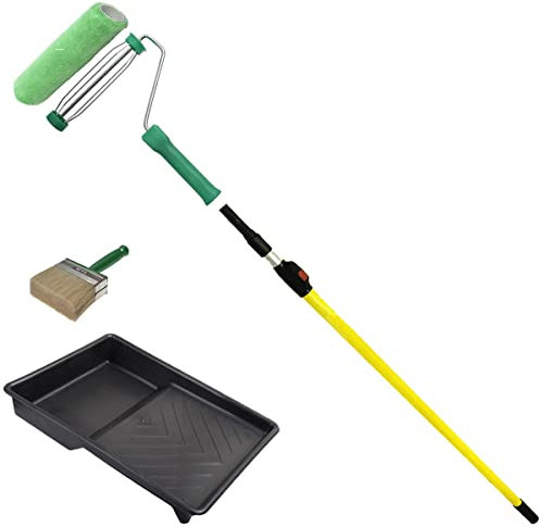 Paint Shed & Fence 7 Roller Tray Woodstain Varnish 4 Decking Brush & Ext Pole