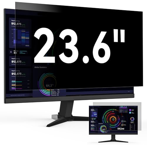 Computer Blickschutzfilter 23.6 Zoll Seitenverhältnis 16:9 Monitor | Anti Blaulicht Blendschutz Abnehmbarer Blickschutzfolie Sichtschutzfilter Kompatibel mit Lenovo/HP/Dell/Acer/Samsung/Asus