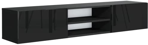 meble masztalerz Tv Schrank mit 2 Ablagen 120 cm -Wohnzimmer Möbel - Fernsehschrank -Fernseher Tisch Tv Möbel - Schwarz Hochglanz 120 x 29,5 x 35 cm
