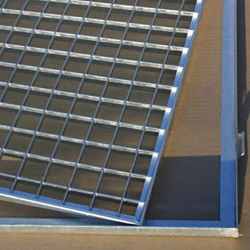 SPH Gitterrost verzinkt 600x1000mm mit ZARGE 590x990mm Maschenweite 30x30mm Gesamthöhe 32mm