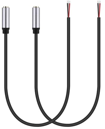 (2 Pack) 1ftReplacement 3.5mm Female Jack to Bare Wire Open End TRS 3 Pole Stereo 1/8 3.5mm Jack Plug Connector Audio Cable for Headphone Headset Earphone Cable Repair