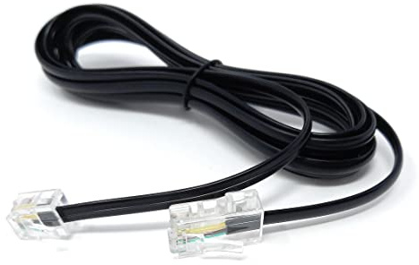 DRUT 2m Flat RJ11 to RJ45 Male to Male 4 wire Broadband, Modem Cable Lead 6.5ft Black