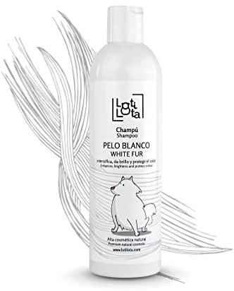 LOTI LOTA Champú Perros Pelo Blanco 500 ml - Intensificador del Color - Brillo y Limpieza - pH Adaptado - Apto Uso frecuente