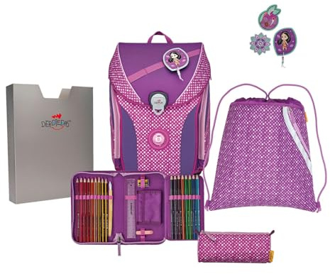 DerDieDas ErgoFlex MAX Schulranzenset 5-teilig Purple Dots
