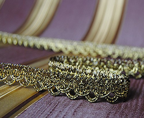 ab 5m Luxus Metallisiertes Zierband 15 mm breit 5m-10m uzw. Farbauswahl Leonisch Brokatborte Goldborte Schmuckband Lurexband Spitze (DE) (Altgold)