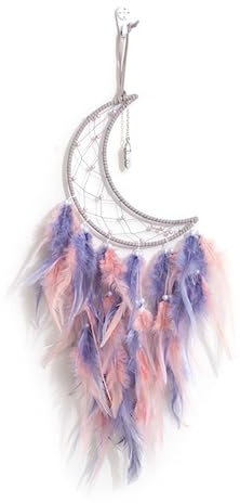 Grau Mond Traumfänger Handgefertigte Traumfänger Dreamcatcher Bunte Feder Traumfänger für Schlafzimmer Wandbehang Dekoration Ornamente Handwerk Geschenk