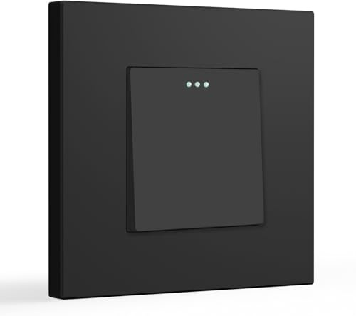 BSEED Interruttore a Pulsante 1 Gang 1 Via, Interruttore della Luce da Incasso, Interruttore a Pulsante del Pannello del PC per Soggiorno, Cucina e Ufficio, Nero 86mm