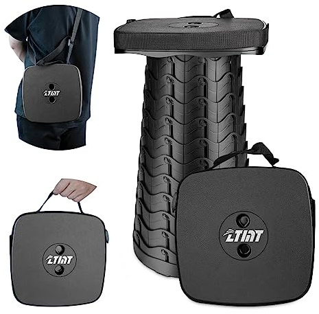 ZTMT Upgraded Square Folding Stool, Max Load Capacity 485lbs, Portable Collapsible Seat, Telescoping Foldable Stool for Camping,Fishing,Hiking,Travel