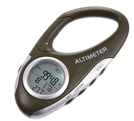 Facynde Altimètre pour randonnée | Altimètre électrique multifonction avec horloge – Accessoires de randonnée Mousqueton Altimètre pour femmes hommes explorateurs randonneurs