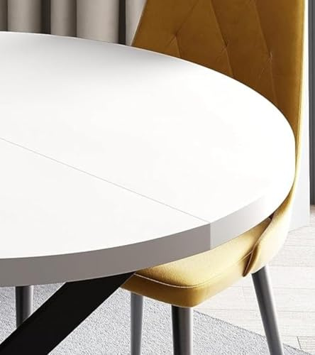 All4All Tisch Loren - runder Esstisch - Metallbeine - Tisch Glamour - Moderne Beine - Kafeetisch - Loft Stil - 75/100-176cm - 27 - Weiß