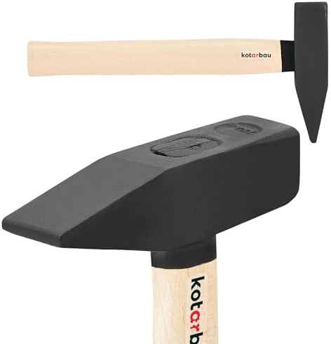 KOTARBAU® Martello - 0,7 kg - Acciaio - Mazzetta Muratore - Mazza Lavoro - con Manico in Legno - 28,5 cm - Ergonomico - Testa Robusta - Nero & Naturale
