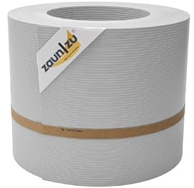 zaun|zu® Rille 26 Meter Rolle 19cm hoch Sichtschutzstreifen | gerillte Oberfläche | PP für Doppelstabmatten UV-beständiger Sichtschutz | Zaunblende | Made in Germany Lichtgrau 26m