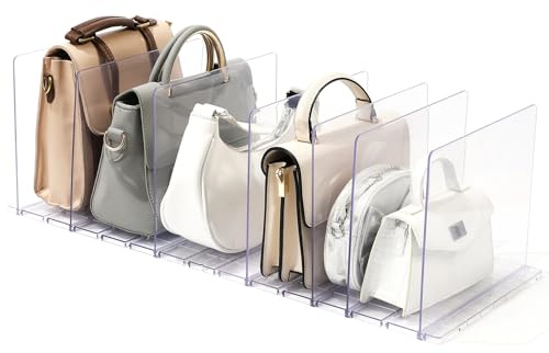 TaoQ C 8 Stück Tasche Geldbörse Organizer für Schrank, Verstellbarer Regalteiler für Schrank, Handtasche Regalteiler Acryl Handtasche Separatoren für Schlafzimmer Schränke Bücherregal, Transparent
