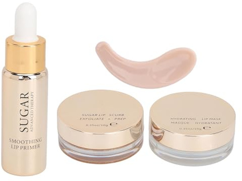 Set per la Cura delle Labbra da 3 Pezzi Scrub per il Trattamento delle Labbra, per Labbra con Olio Detergente per Balsamo per Labbra, Kit da 3 Pezzi per Siero per Labbra, Scrub