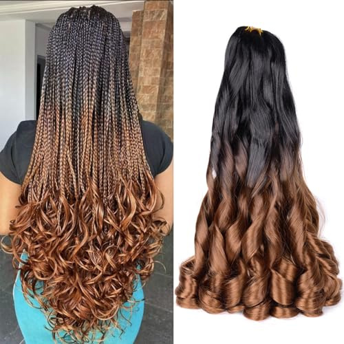 Pelo trenzado rizado francés, 24 pulgadas, B29, suelto, ondulado, paquete de 2 extensiones de cabello trenzado de rizo francés, 75 g/paquete, extensiones de cabello sintético de ganchillo (B29