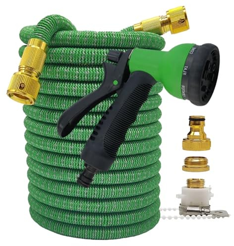 Canna Acqua Giardino Casa e Giardino Tubo Flessibile Ad Alta Pressione Espandibile Lavaggio Auto All'aperto Irrigazione Domestica Irrigazione 2,5-30 Metri Tubi(Color:Hose with Nozzle 5,Size:100ft)