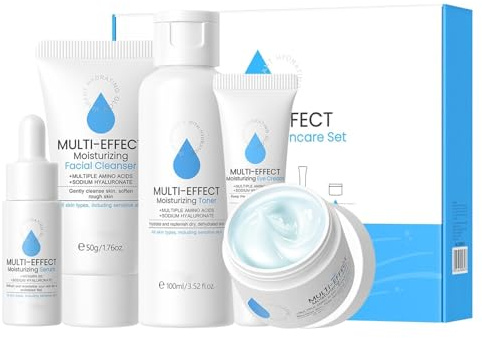 Hyaluronic Acid Hydrating Skincare Set, MrCuvaryas Multi-Effect Moisturizing Skin Care Sets & Kits, Pamper Sets For Womens Christmas Gifts Set With Serum, Cleanser, Toner, Eye Cream, Face Cream