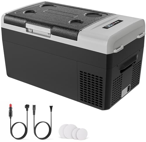 EKOJUCE 12 volt kylskåp, 32QT (30 L) kompressor elektrisk kylare, 12 V kylskåp — 15,6°F~440°F, bilkylskåp 12/24 V DC och 110-240 V AC för camping, flashing, resor, hem