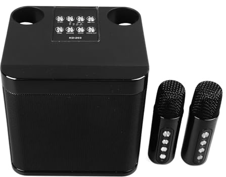 Fockety Karaoke-Maschine, Leistungsstarker Subwoofer, Tragbarer -Karaoke-Lautsprecher für Zuhause, Party, Camping, mit 2 Kabellosen Mikrofonen für Jungen und Mädchen