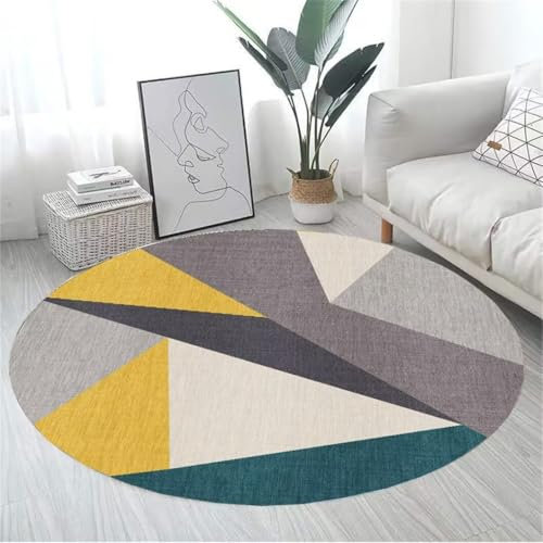 DJHWWD Teppich Babyzimmer Junge Bedroom Decor Grauer Korridor-Teppich, Schlafzimmer, runder, schmutzabweisender Teppich Antirutschmatte Teppich Auslegware Kinderzimmer 150X150CM