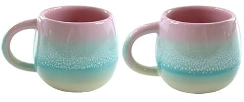 Sass & Belle Pastel Ombre Espresso Mugs Set of 2 in Pink & Green - Ceramic Esspresso Coffee Mugs – Cute Esspresso Cup Gift – 100ml Coffee Cups for Home
