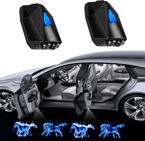 Custom Car Door Light Projector, Custom Animated Logo LED Dynamic Projector,Rechargeable Wireless Car Door Step Courtesy Welcome,Cars Use at Night for Available for most cars