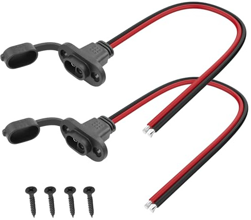 2 Pack SAE-Schnellanschluss-Kabelbaum YACSEJAO 12AWG 1.3FT/40CM Rechteckig Wetterfest SAE Schnellanschluss für Solarmodul Bündig montierter Stecker mit 4 Schrauben (SAE-Blanker Draht)