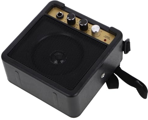 Kleiner E-gitarrenverstärker 5w Combo Amp Schwarz für Übung | Kompakt Tragbar, Audio Kabel und Adapter Enthalten, Kunststoff und Metall, ohne Batterie